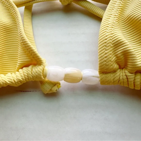 Wilo New Beaded 2 Piece Triangular Bikini in Butter Yellow NWT - Picture 3 of 16